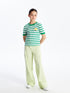 LC Waikiki Crew Neck Striped Short-Sleeve Girl's Crop T-Shirt